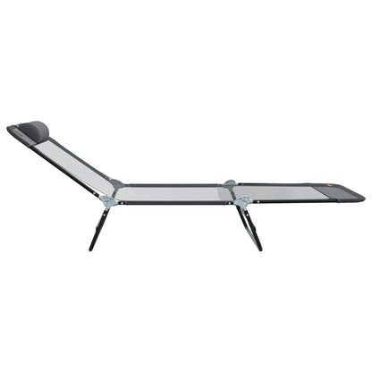 Folding Sun Lounger Folding Grey 182 x 55 x 85.5 cm Textilene