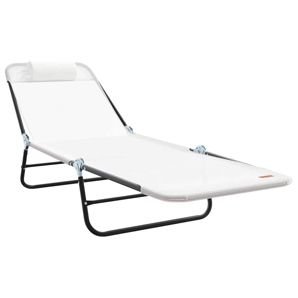 Folding Sun Lounger 2 pcs Cream 182 x 55 x 85.5 cm Textilene