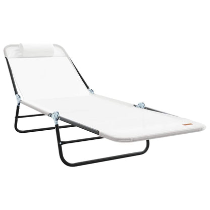 Folding Sun Lounger 2 pcs Cream 182 x 55 x 85.5 cm Textilene