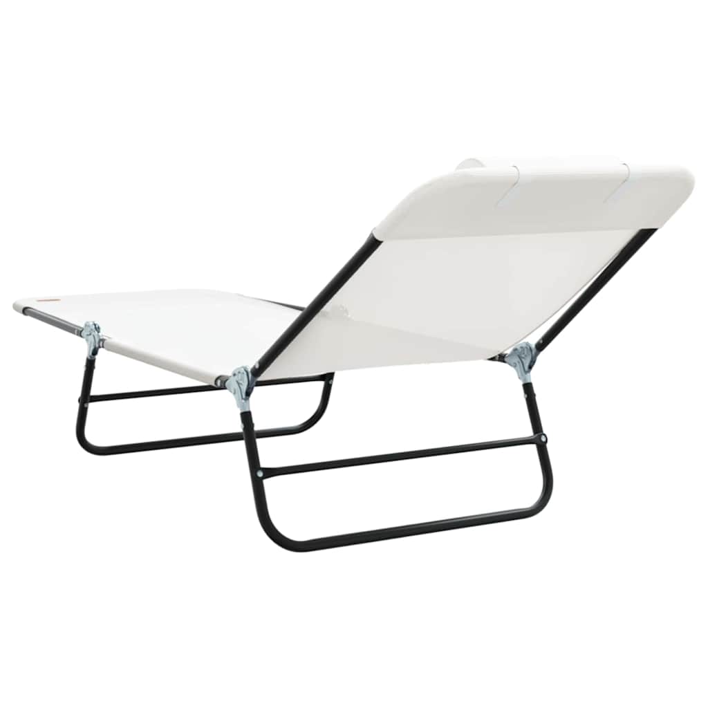 Folding Sun Lounger 2 pcs Cream 182 x 55 x 85.5 cm Textilene