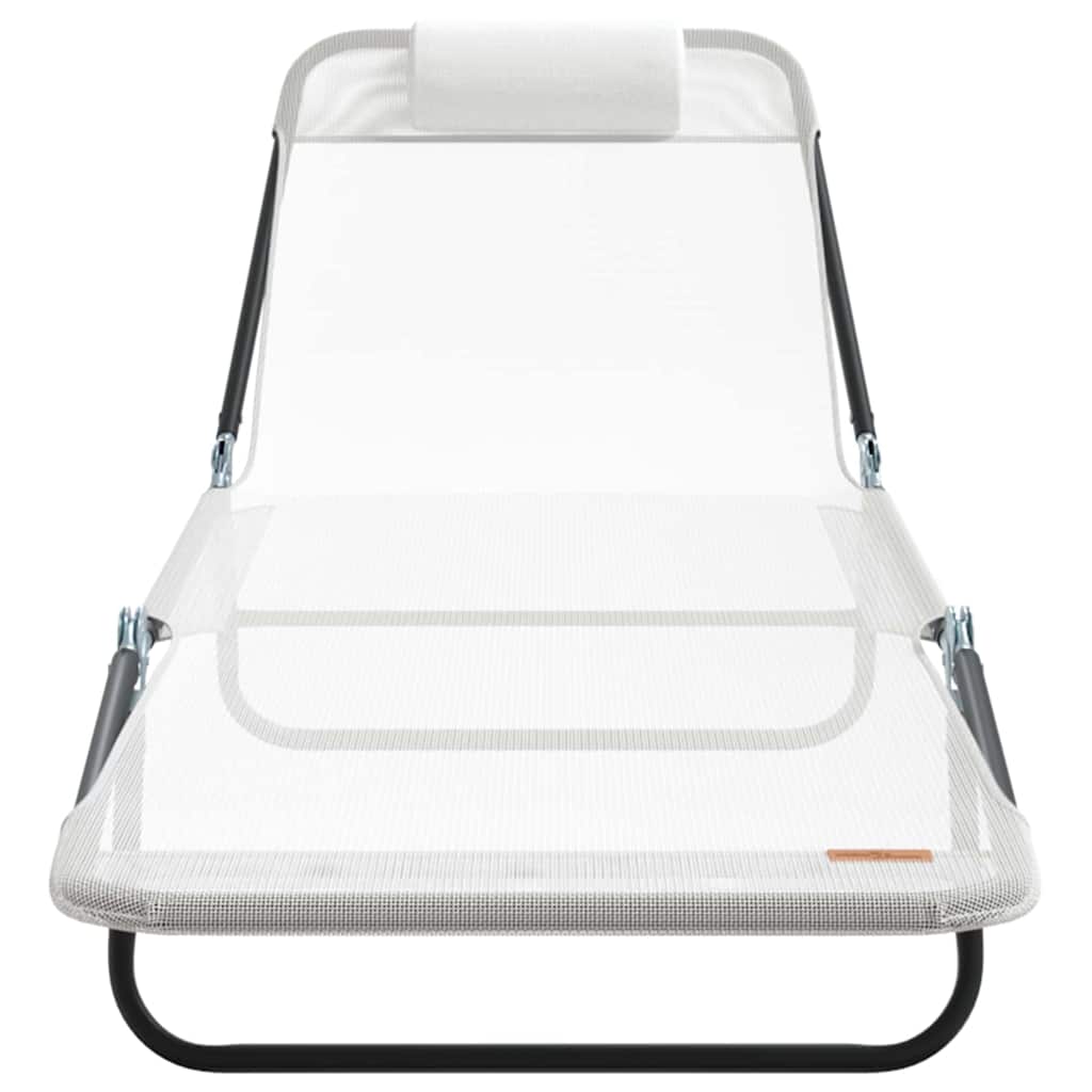 Folding Sun Lounger 2 pcs Cream 182 x 55 x 85.5 cm Textilene