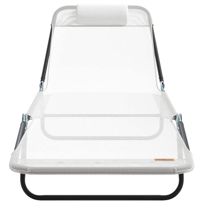 Folding Sun Lounger 2 pcs Cream 182 x 55 x 85.5 cm Textilene