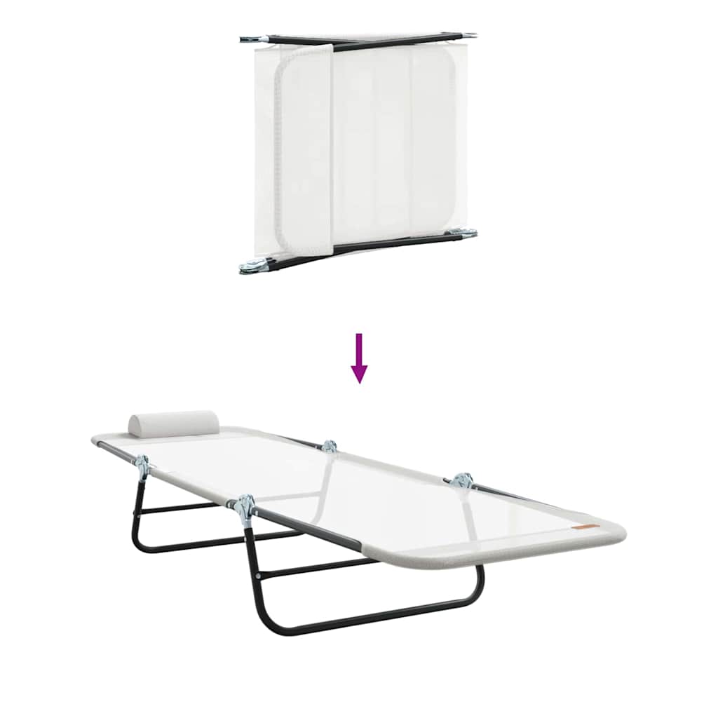 Folding Sun Lounger 2 pcs Cream 182 x 55 x 85.5 cm Textilene