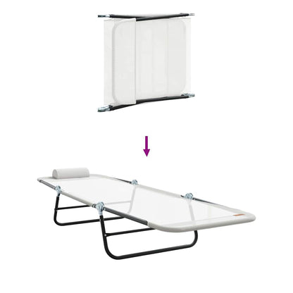 Folding Sun Lounger 2 pcs Cream 182 x 55 x 85.5 cm Textilene