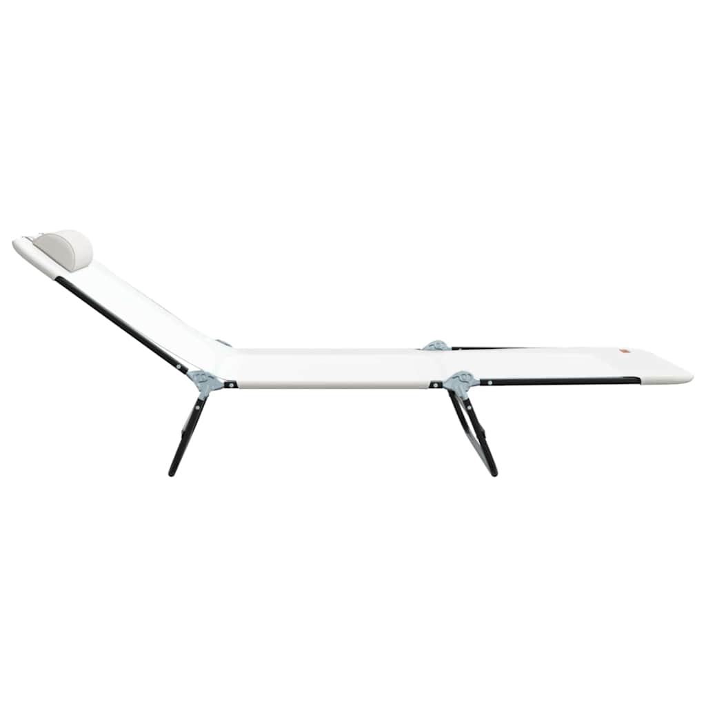 Folding Sun Lounger 2 pcs Cream 182 x 55 x 85.5 cm Textilene