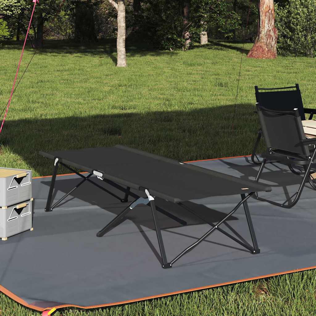 Folding Camping Bed Black 206 x 76 x 74 cm Oxford and Steel