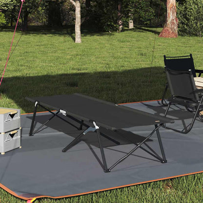 Folding Camping Bed Black 206 x 76 x 74 cm Oxford and Steel