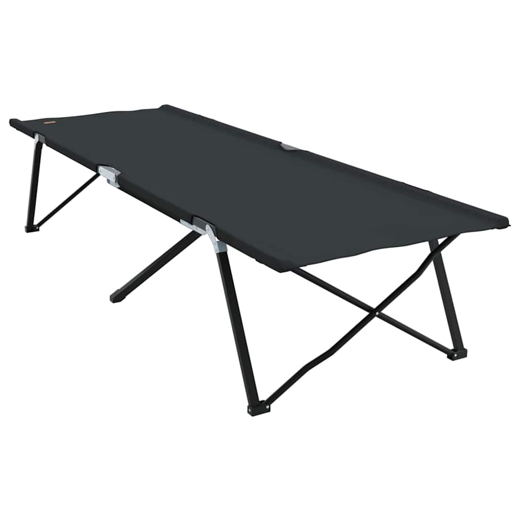 Folding Camping Bed Black 206 x 76 x 74 cm Oxford and Steel