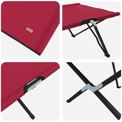 Folding Camping Bed Red 206 x 76 x 74 cm Oxford and Steel