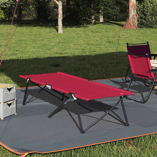 Folding Camping Bed Red 206 x 76 x 74 cm Oxford and Steel
