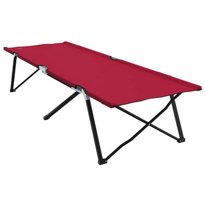 Folding Camping Bed Red 206 x 76 x 74 cm Oxford and Steel