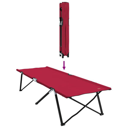 Folding Camping Bed Red 206 x 76 x 74 cm Oxford and Steel