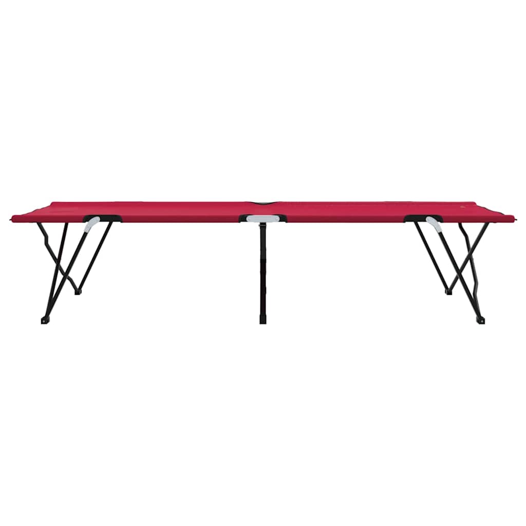 Folding Camping Bed Red 206 x 76 x 74 cm Oxford and Steel
