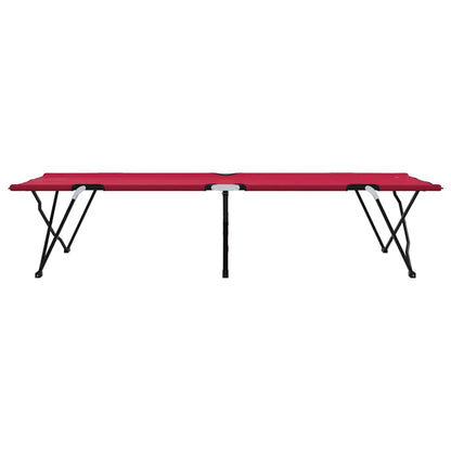 Folding Camping Bed Red 206 x 76 x 74 cm Oxford and Steel