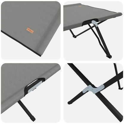 Folding Camping Bed Grey 206 x 76 x 74 cm Oxford and Steel