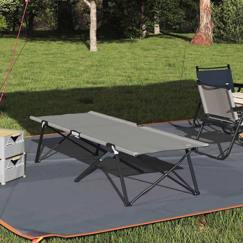 Folding Camping Bed Grey 206 x 76 x 74 cm Oxford and Steel