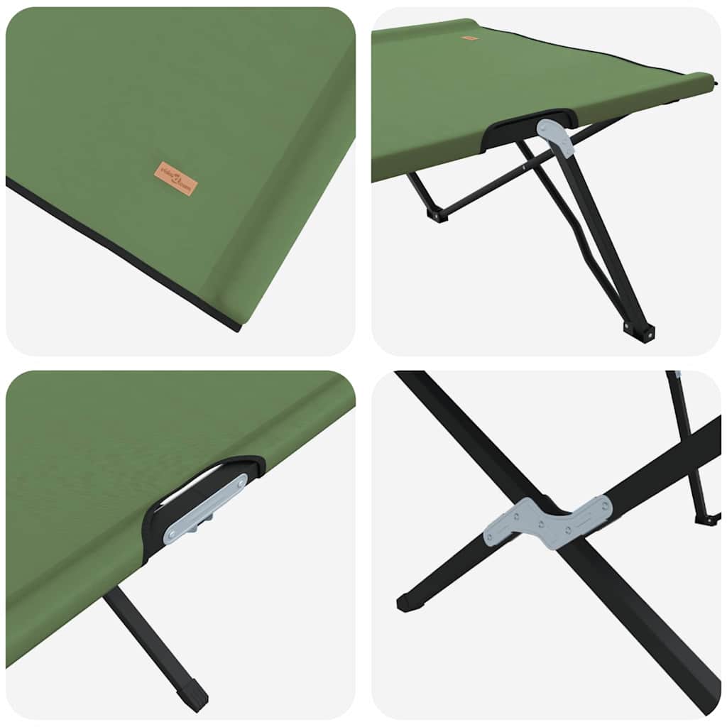 Folding Camping Bed Green 206 x 76 x 74 cm Oxford and Steel