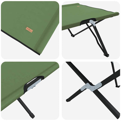 Folding Camping Bed Green 206 x 76 x 74 cm Oxford and Steel