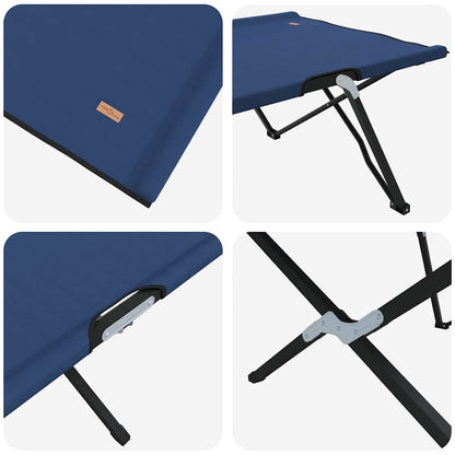 Folding Camping Bed Folding Manual 2 pcs Blue 206 x 76 x 74 cm