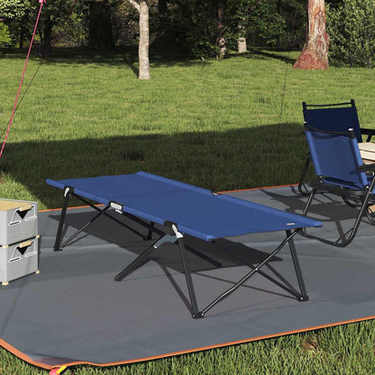 Folding Camping Bed Folding Manual 2 pcs Blue 206 x 76 x 74 cm