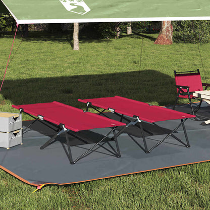 Folding Camping Bed 2 pcs Red 206 x 76 x 74 cm Oxford and Steel