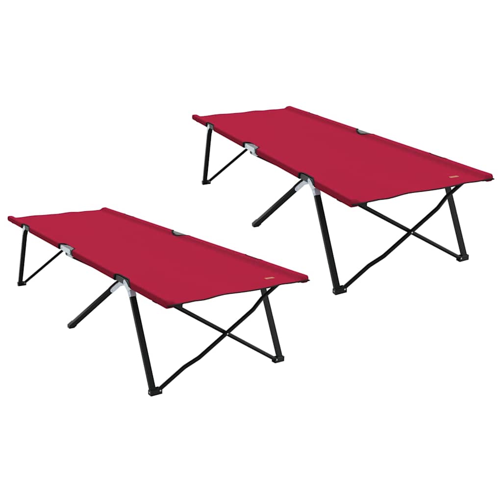 Folding Camping Bed 2 pcs Red 206 x 76 x 74 cm Oxford and Steel