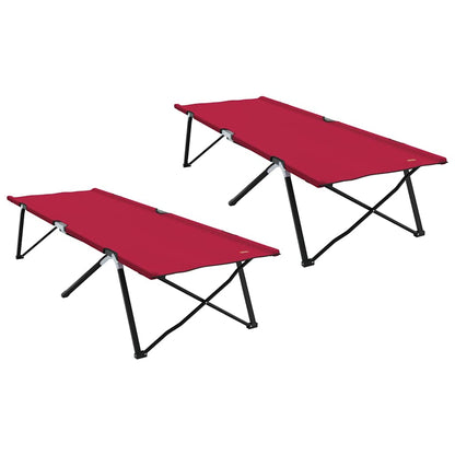 Folding Camping Bed 2 pcs Red 206 x 76 x 74 cm Oxford and Steel