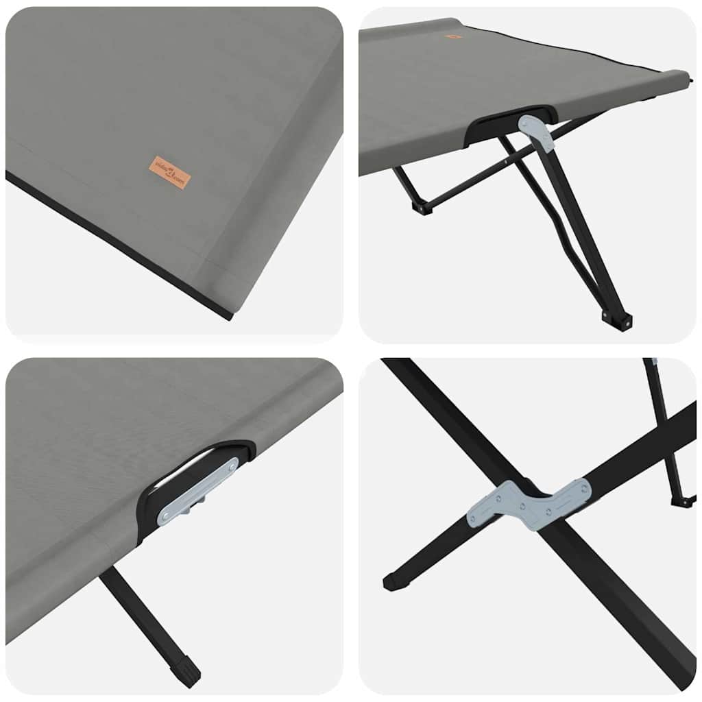 Folding Camping Bed Folding Manual 2 pcs Grey 206 x 76 x 74 cm