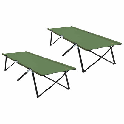 Folding Camping Bed Folding Manual 2 pcs Green 206 x 76 x 74 cm