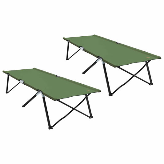 Folding Camping Bed Folding Manual 2 pcs Green 206 x 76 x 74 cm