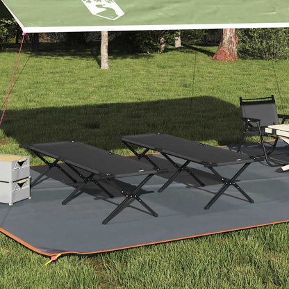 Folding Camping Bed 2 pcs Black 193 x 69 x 45 cm Oxford fabric