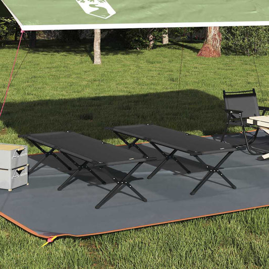 Folding Camping Bed 2 pcs Black 193 x 69 x 45 cm Oxford fabric