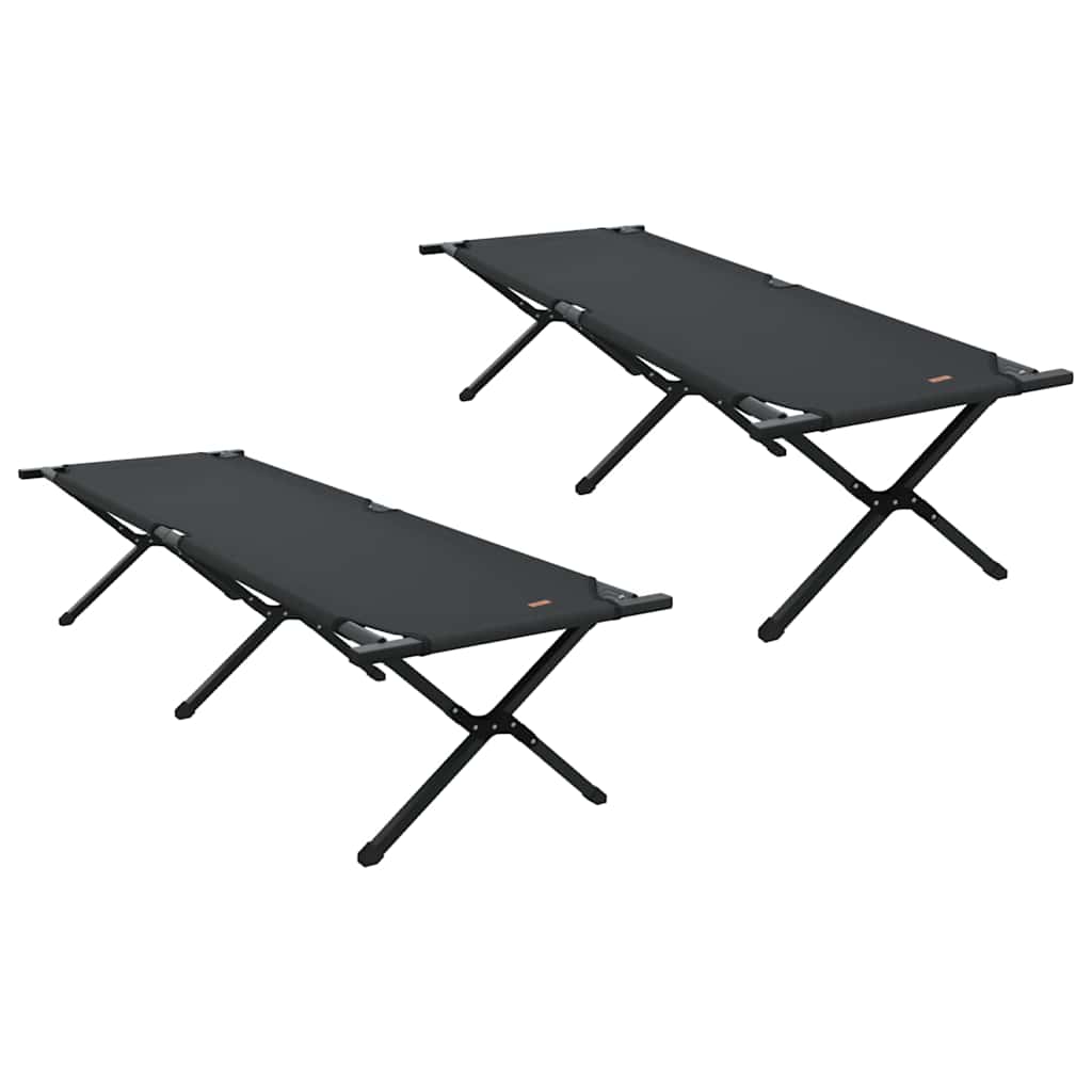 Folding Camping Bed 2 pcs Black 193 x 69 x 45 cm Oxford fabric