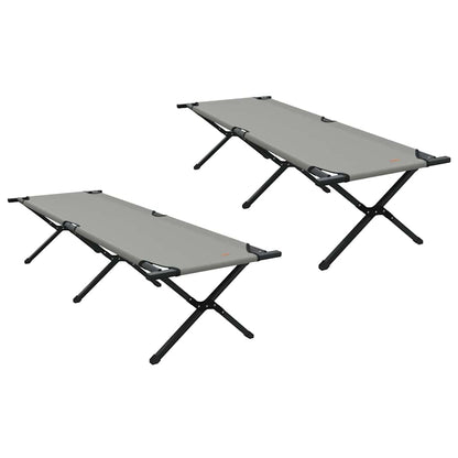 Folding Camping Bed 2 pcs Grey 193 x 69 x 45 cm Oxford fabric