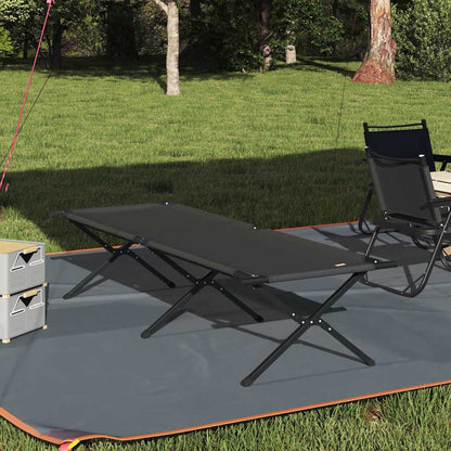 Folding Camping Bed Manual Black 210 x 80 x 46 cm Oxford fabric