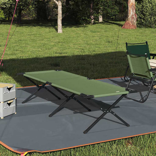 Folding Camping Bed Manual Green 210 x 80 x 46 cm Oxford fabric