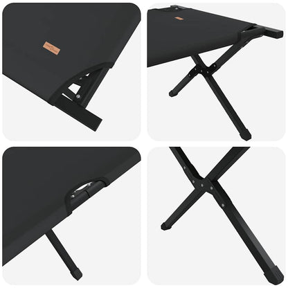 Folding Camping Bed 2 pcs Black 210 x 80 x 46 cm Oxford fabric