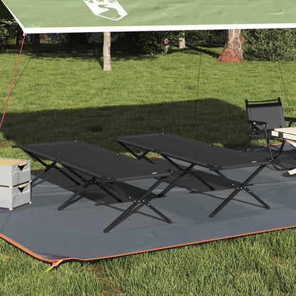 Folding Camping Bed 2 pcs Black 210 x 80 x 46 cm Oxford fabric
