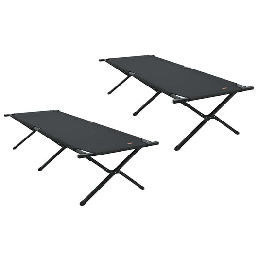Folding Camping Bed 2 pcs Black 210 x 80 x 46 cm Oxford fabric