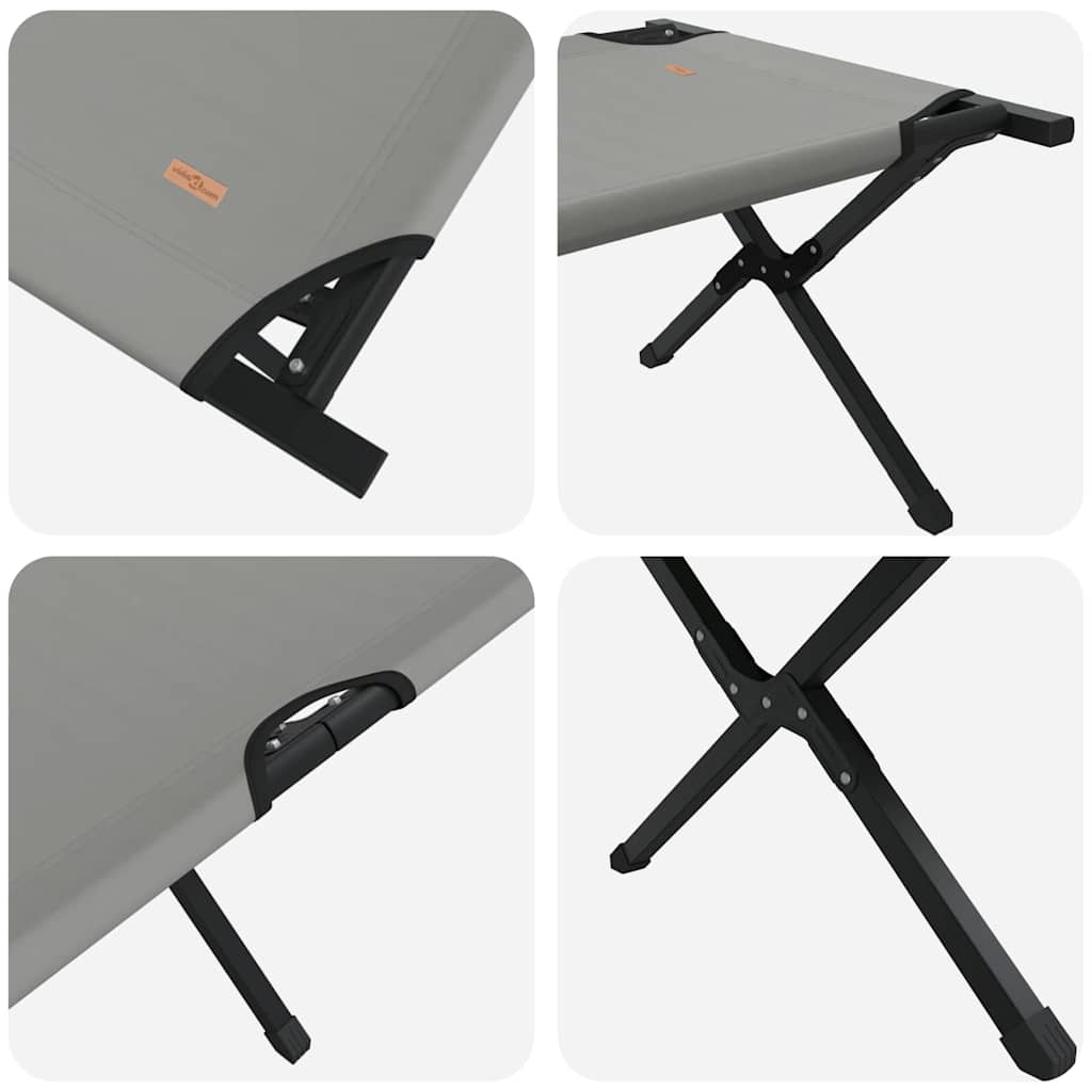 Folding Camping Bed 2 pcs Grey 210 x 80 x 46 cm Oxford fabric