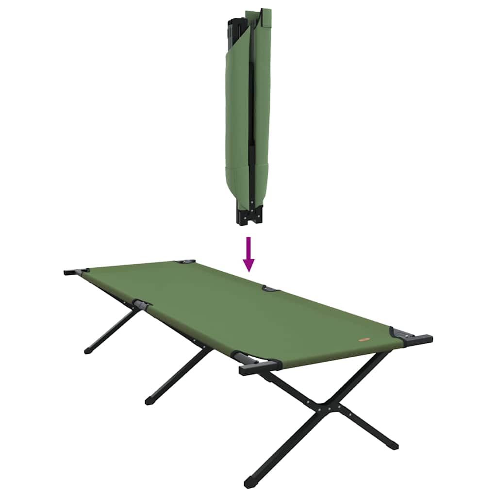 Folding Camping Bed 2 pcs Green 210 x 80 x 46 cm Oxford fabric