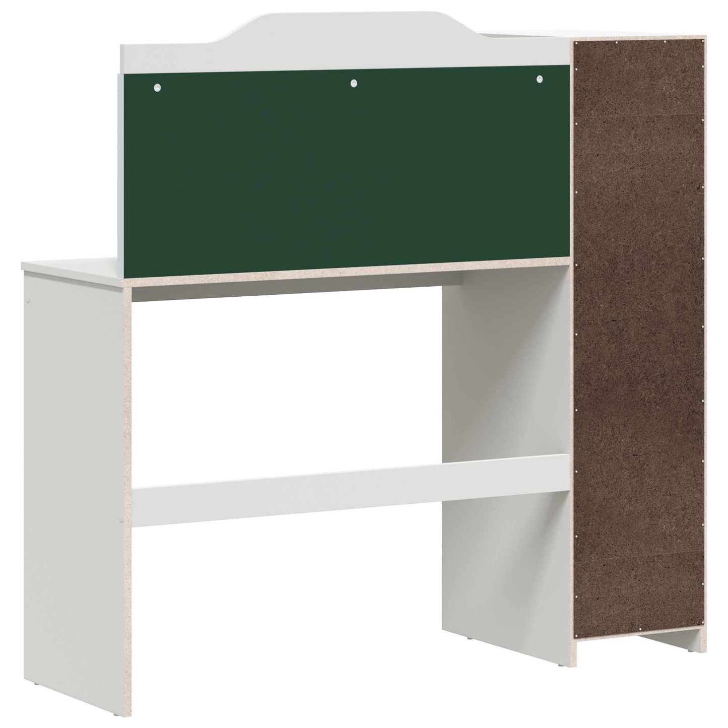 Desk with Open Storage and Chalkboard with Shelf ROROS White