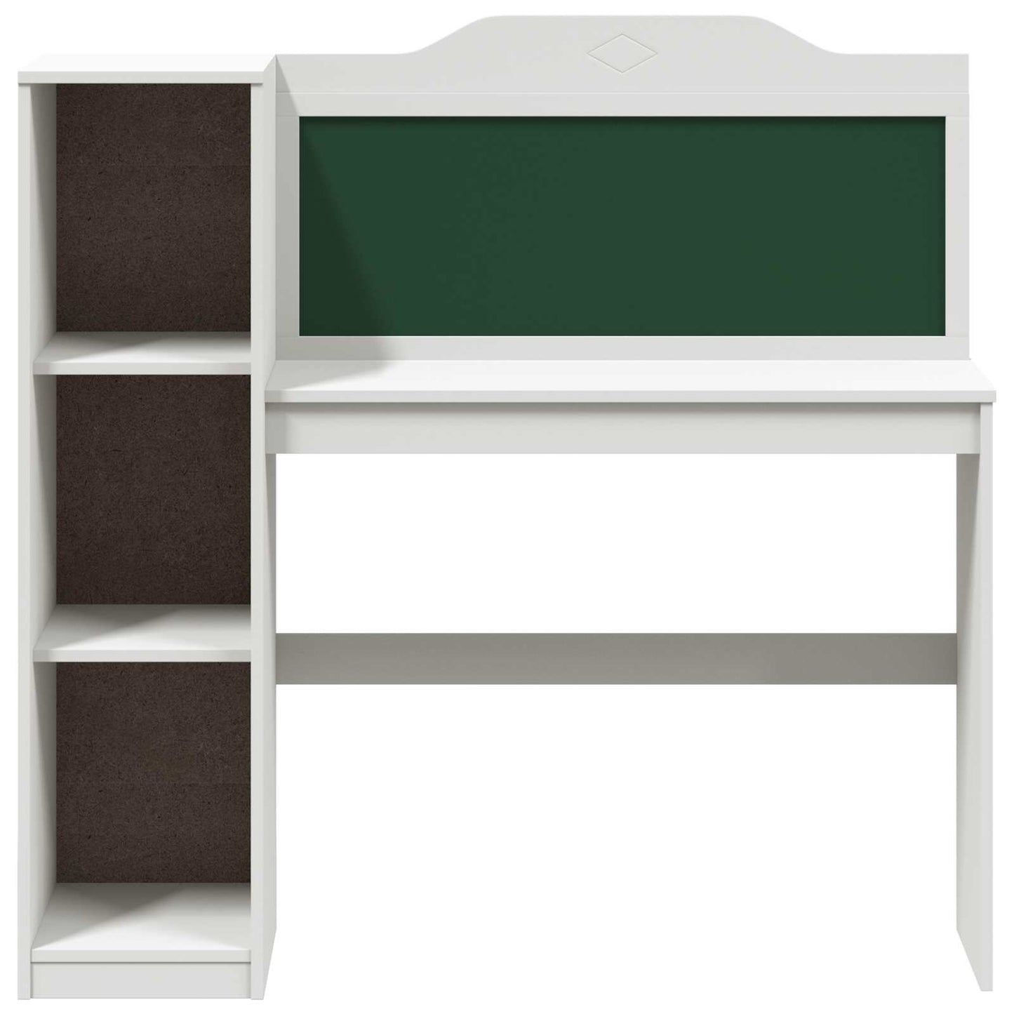 Desk with Open Storage and Chalkboard with Shelf ROROS White