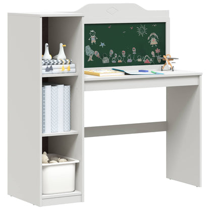 Desk with Open Storage and Chalkboard with Shelf ROROS White