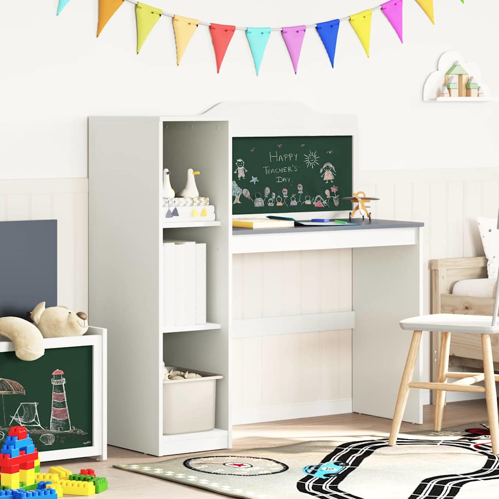 Desk with Open Storage and Chalkboard ROROS White and Grey