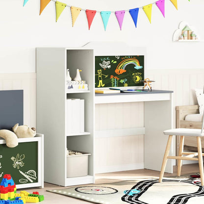 Chalkboard Desk with Shelf White and Grey 120 x 45 x 118.5 cm