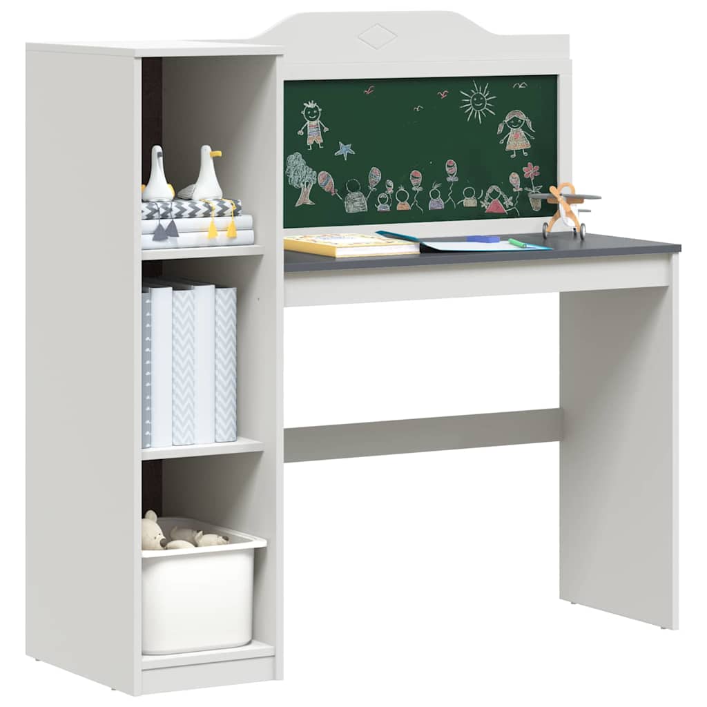 Chalkboard Desk with Shelf White and Grey 120 x 45 x 118.5 cm
