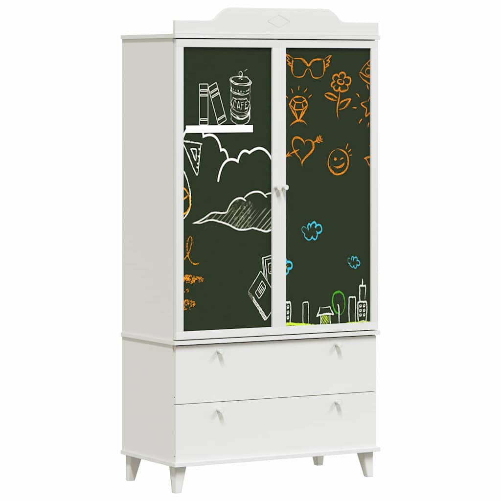 Chalkboard Wardrobe with Drawer ROROS White 90 x 45 x 180 cm