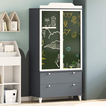 Chalkboard Wardrobe ROROS Grey and White 90 x 45 x 180 cm