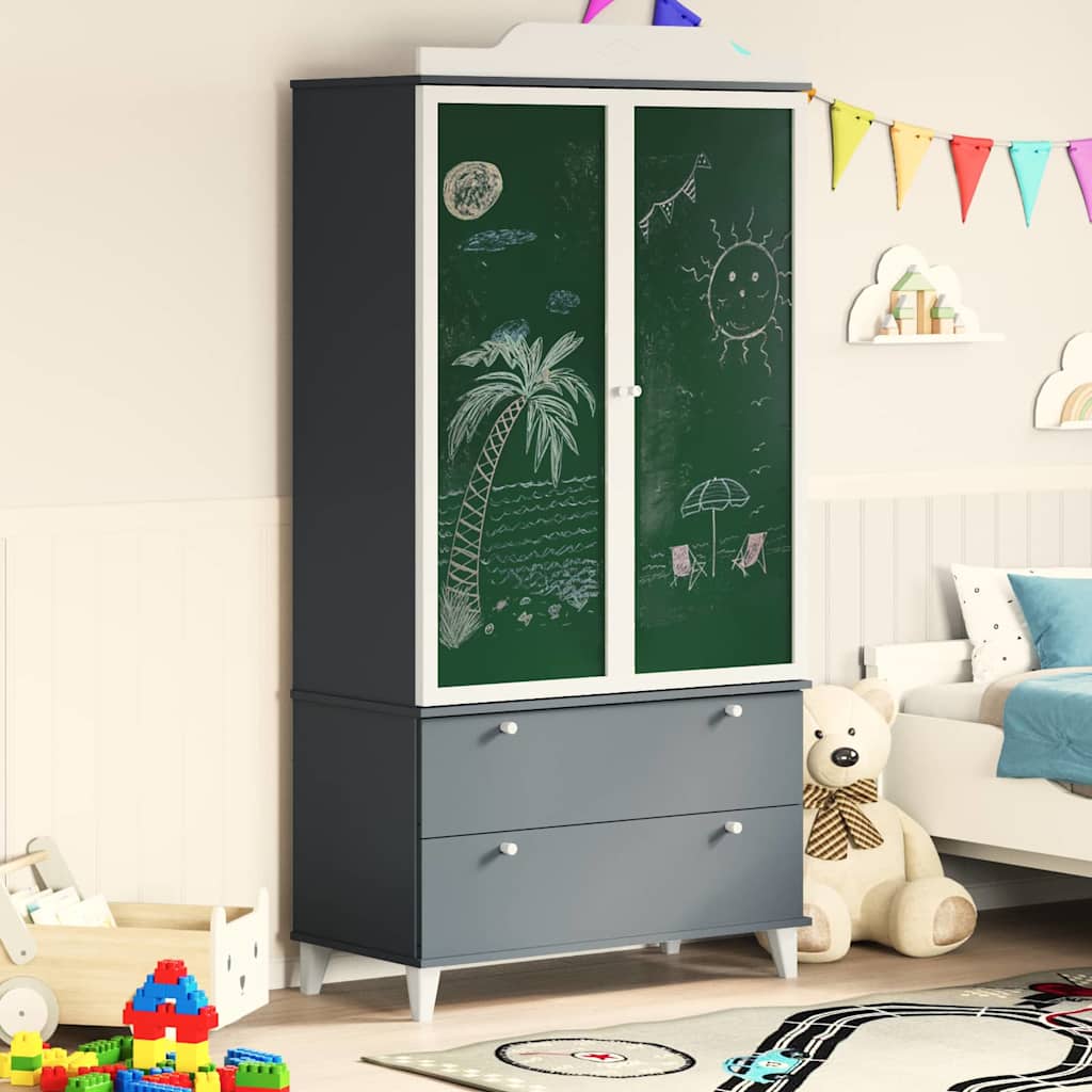 Chalkboard Wardrobe ROROS Grey and White 90 x 45 x 180 cm
